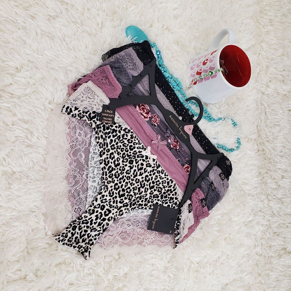 Manete Lepore BIKINI MEDIUM Multicolor Lace Floral Dots 5 Pack Super Sexy